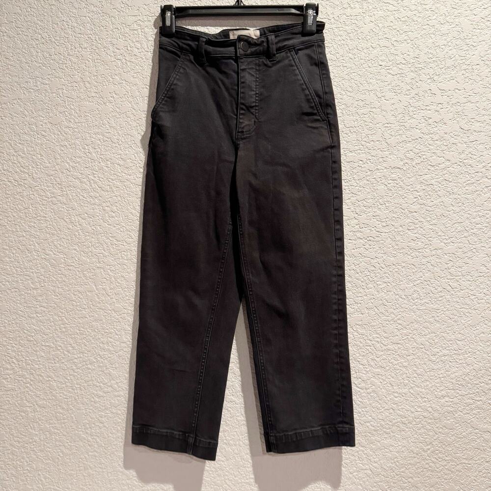 everlane | black straight leg button fly short women's jeans sz 00